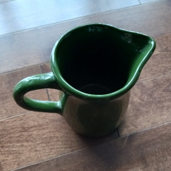Vintage Dark Green Ceramic Pitcher : READ - Picture 3 of 7